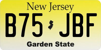 NJ license plate B75JBF