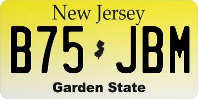 NJ license plate B75JBM