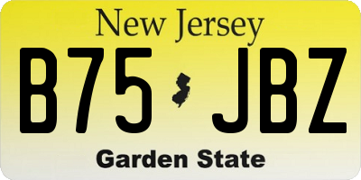 NJ license plate B75JBZ