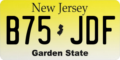 NJ license plate B75JDF