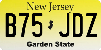 NJ license plate B75JDZ
