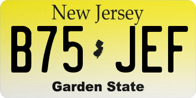 NJ license plate B75JEF