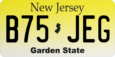 NJ license plate B75JEG