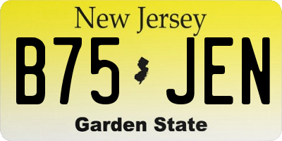 NJ license plate B75JEN