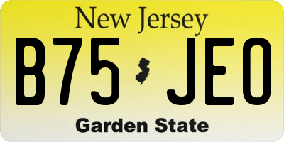 NJ license plate B75JEO