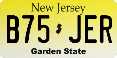 NJ license plate B75JER