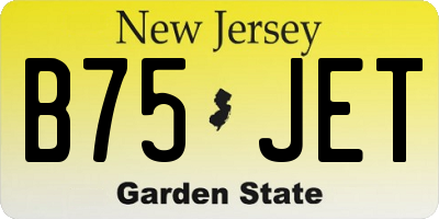 NJ license plate B75JET