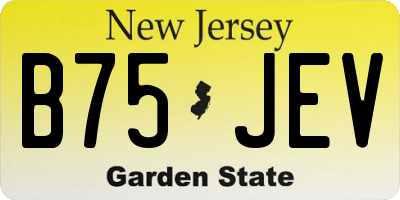 NJ license plate B75JEV