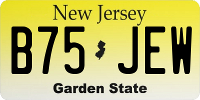 NJ license plate B75JEW