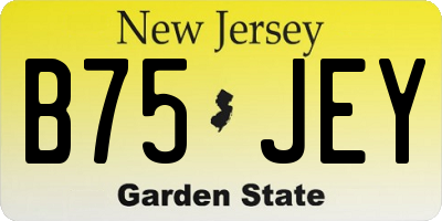 NJ license plate B75JEY