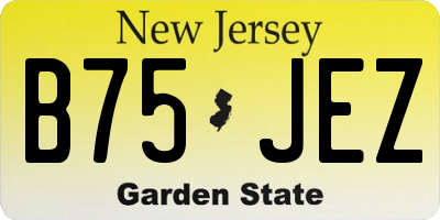 NJ license plate B75JEZ