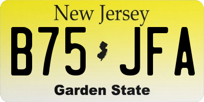 NJ license plate B75JFA