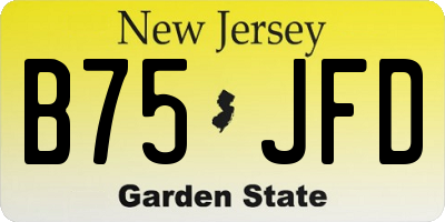 NJ license plate B75JFD