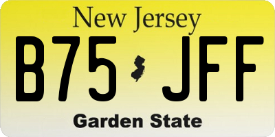 NJ license plate B75JFF