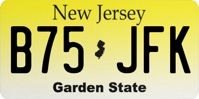 NJ license plate B75JFK