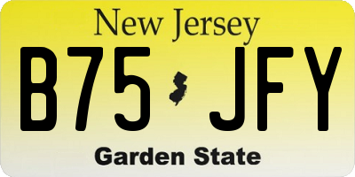 NJ license plate B75JFY
