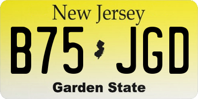 NJ license plate B75JGD