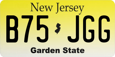 NJ license plate B75JGG