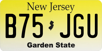 NJ license plate B75JGU
