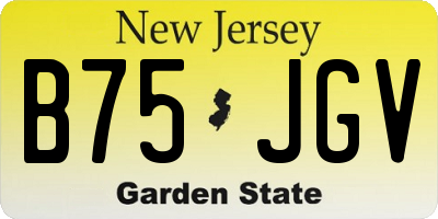NJ license plate B75JGV