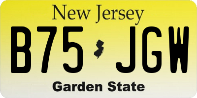 NJ license plate B75JGW
