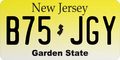 NJ license plate B75JGY