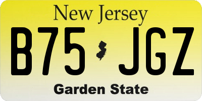 NJ license plate B75JGZ