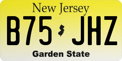 NJ license plate B75JHZ