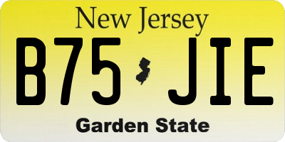 NJ license plate B75JIE
