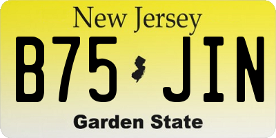 NJ license plate B75JIN