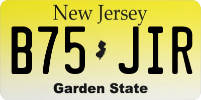 NJ license plate B75JIR