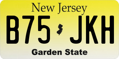 NJ license plate B75JKH