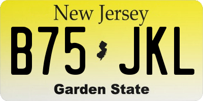 NJ license plate B75JKL