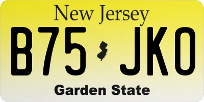 NJ license plate B75JKO