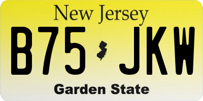 NJ license plate B75JKW