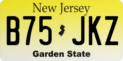 NJ license plate B75JKZ