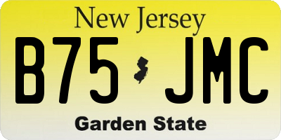 NJ license plate B75JMC