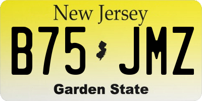 NJ license plate B75JMZ
