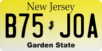 NJ license plate B75JOA