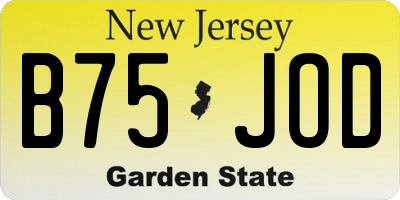 NJ license plate B75JOD