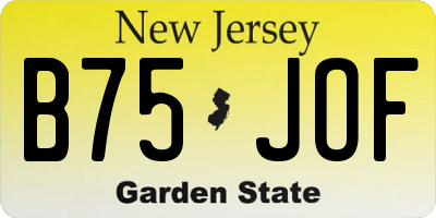 NJ license plate B75JOF