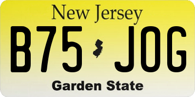 NJ license plate B75JOG