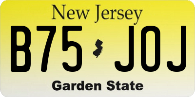 NJ license plate B75JOJ