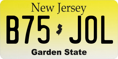 NJ license plate B75JOL