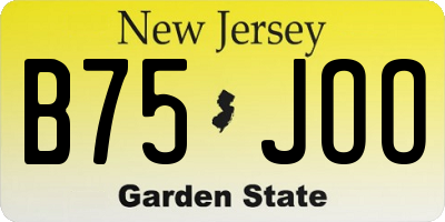 NJ license plate B75JOO