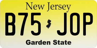 NJ license plate B75JOP