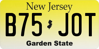 NJ license plate B75JOT