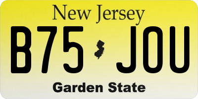 NJ license plate B75JOU