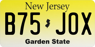 NJ license plate B75JOX