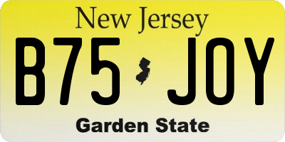 NJ license plate B75JOY